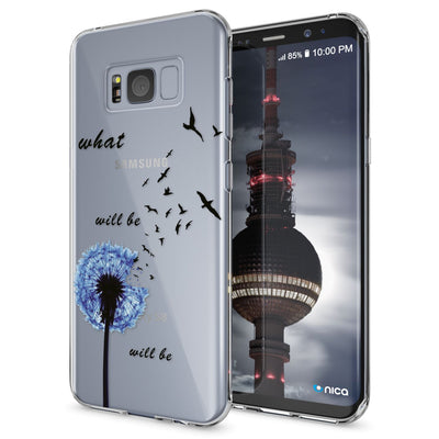 NALIA Handyhülle kompatibel mit Samsung Galaxy S8 Plus, Motiv Design Slim Silikon Case Cover, Crystal Schutzhülle Handy-Tasche Dünn, Muster Backcover Smart-Phone Hülle Dandelion Blau NALIA Protective Hülle