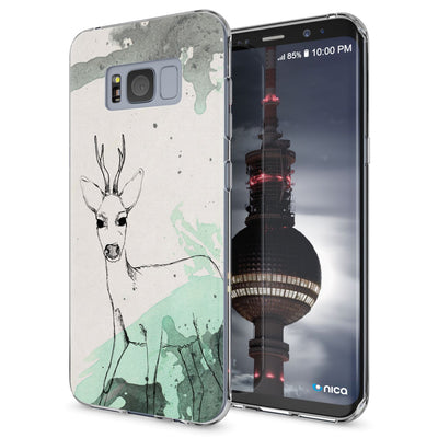 NALIA Handyhülle kompatibel mit Samsung Galaxy S8 Plus, Motiv Design Slim Silikon Case Cover, Crystal Schutzhülle Handy-Tasche Dünn, Muster Backcover Smart-Phone Hülle Deer NALIA Protective Hülle