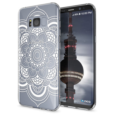 NALIA Handyhülle kompatibel mit Samsung Galaxy S8 Plus, Motiv Design Slim Silikon Case Cover, Crystal Schutzhülle Handy-Tasche Dünn, Muster Backcover Smart-Phone Hülle Mandala Blau Türkis NALIA Protective Hülle