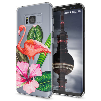 NALIA Handyhülle kompatibel mit Samsung Galaxy S8, Motiv Design Slim Silikon Case Cover, Crystal Schutzhülle Handy-Tasche Dünn, Muster Backcover Bumper Smart-Phone Hülle Flamingo Green NALIA SlimFit Hülle