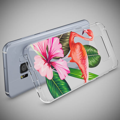 NALIA Handyhülle kompatibel mit Samsung Galaxy S8, Motiv Design Slim Silikon Case Cover, Crystal Schutzhülle Handy-Tasche Dünn, Muster Backcover Bumper Smart-Phone Hülle Flamingo Green NALIA SlimFit Hülle