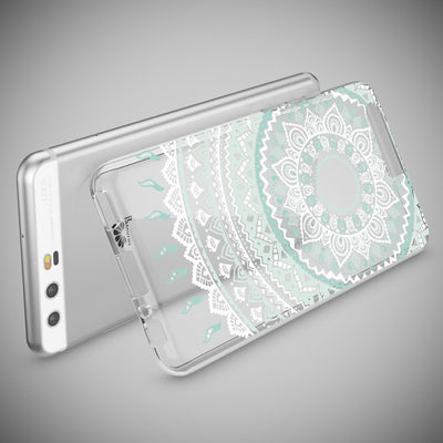 NALIA Handyhülle kompatibel mit Huawei P10, Motiv Design Slim Silikon Case Cover, Crystal Schutzhülle Handy-Tasche Dünn, Muster Etui Backcover Hülle Smart-Phone Bumper Mandala Blau Türkis NALIA SlimFit Hülle