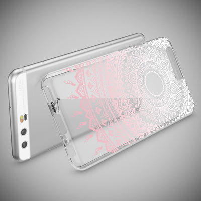 NALIA Handyhülle kompatibel mit Huawei P10, Motiv Design Slim Silikon Case Cover, Crystal Schutzhülle Handy-Tasche Dünn, Muster Etui Backcover Hülle Smart-Phone Bumper Mandala Pink NALIA SlimFit Hülle