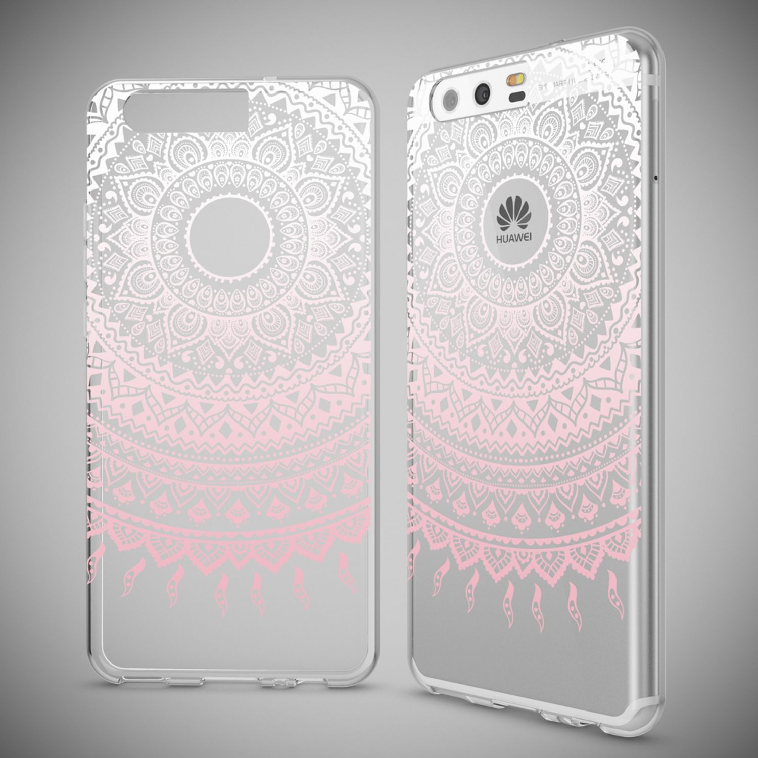 Huawei P10 Hülle Handyhülle von NALIA, Slim Silikon Motiv Case Cover Schutzhülle Mandala Pink NALIA