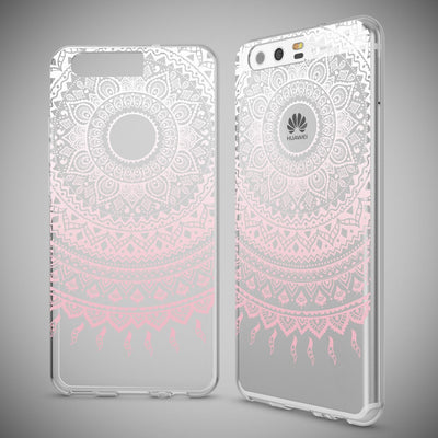 NALIA Handyhülle kompatibel mit Huawei P10, Motiv Design Slim Silikon Case Cover, Crystal Schutzhülle Handy-Tasche Dünn, Muster Etui Backcover Hülle Smart-Phone Bumper Mandala Pink NALIA SlimFit Hülle