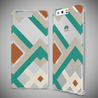 NALIA Handyhülle kompatibel mit Huawei P10, Motiv Design Slim Silikon Case Cover, Crystal Schutzhülle Handy-Tasche Dünn, Muster Etui Backcover Hülle Smart-Phone Bumper Retro Lines NALIA SlimFit Hülle
