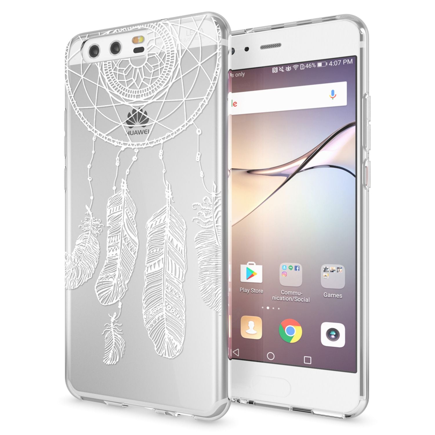 Huawei P10 Hülle Handyhülle von NALIA, Slim Silikon Motiv Case Cover Schutzhülle Feathers NALIA