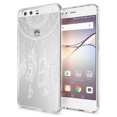 NALIA Handyhülle kompatibel mit Huawei P10, Motiv Design Slim Silikon Case Cover, Crystal Schutzhülle Handy-Tasche Dünn, Muster Etui Backcover Hülle Smart-Phone Bumper Feathers NALIA SlimFit Hülle