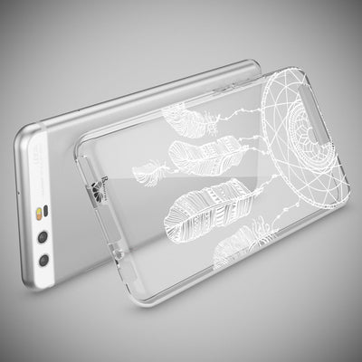 NALIA Handyhülle kompatibel mit Huawei P10, Motiv Design Slim Silikon Case Cover, Crystal Schutzhülle Handy-Tasche Dünn, Muster Etui Backcover Hülle Smart-Phone Bumper Feathers NALIA SlimFit Hülle