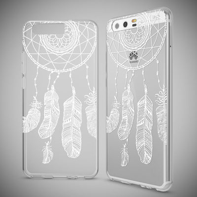 NALIA Handyhülle kompatibel mit Huawei P10, Motiv Design Slim Silikon Case Cover, Crystal Schutzhülle Handy-Tasche Dünn, Muster Etui Backcover Hülle Smart-Phone Bumper Feathers NALIA SlimFit Hülle