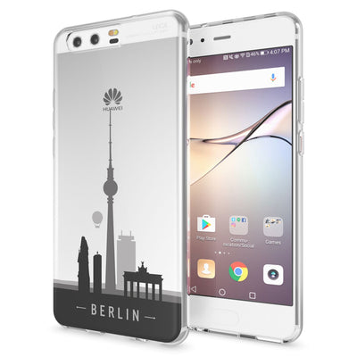NALIA Handyhülle kompatibel mit Huawei P10, Motiv Design Slim Silikon Case Cover, Crystal Schutzhülle Handy-Tasche Dünn, Muster Etui Backcover Hülle Smart-Phone Bumper Berlin Skyline NALIA SlimFit Hülle