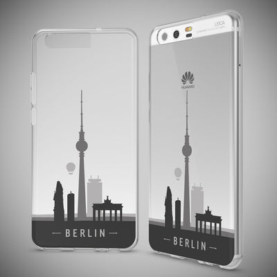 NALIA Handyhülle kompatibel mit Huawei P10, Motiv Design Slim Silikon Case Cover, Crystal Schutzhülle Handy-Tasche Dünn, Muster Etui Backcover Hülle Smart-Phone Bumper Berlin Skyline NALIA SlimFit Hülle