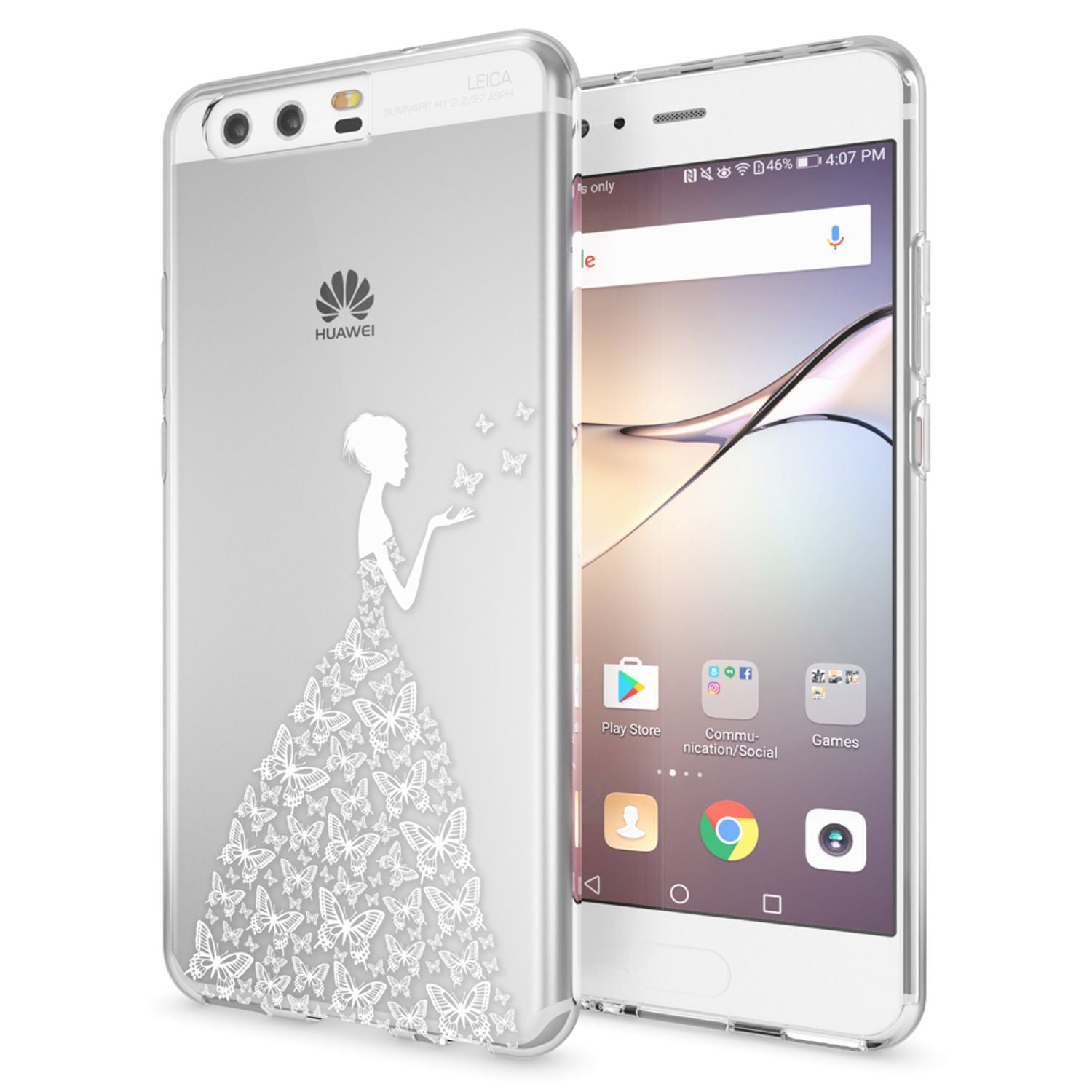 Huawei P10 Hülle Handyhülle von NALIA, Slim Silikon Motiv Case Cover Schutzhülle Butterfly Princess NALIA