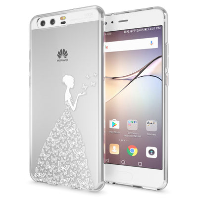 NALIA Handyhülle kompatibel mit Huawei P10, Motiv Design Slim Silikon Case Cover, Crystal Schutzhülle Handy-Tasche Dünn, Muster Etui Backcover Hülle Smart-Phone Bumper Butterfly Princess NALIA SlimFit Hülle