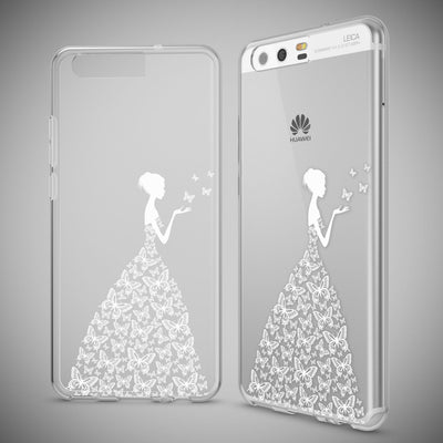 NALIA Handyhülle kompatibel mit Huawei P10, Motiv Design Slim Silikon Case Cover, Crystal Schutzhülle Handy-Tasche Dünn, Muster Etui Backcover Hülle Smart-Phone Bumper Butterfly Princess NALIA SlimFit Hülle
