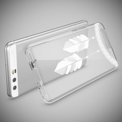 NALIA Handyhülle kompatibel mit Huawei P10, Motiv Design Slim Silikon Case Cover, Crystal Schutzhülle Handy-Tasche Dünn, Muster Etui Backcover Hülle Smart-Phone Bumper Chain Feathers NALIA SlimFit Hülle