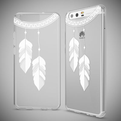 NALIA Handyhülle kompatibel mit Huawei P10, Motiv Design Slim Silikon Case Cover, Crystal Schutzhülle Handy-Tasche Dünn, Muster Etui Backcover Hülle Smart-Phone Bumper Chain Feathers NALIA SlimFit Hülle