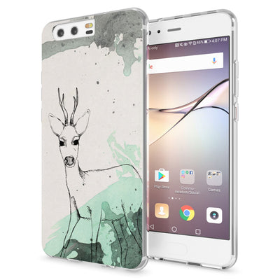 NALIA Handyhülle kompatibel mit Huawei P10, Motiv Design Slim Silikon Case Cover, Crystal Schutzhülle Handy-Tasche Dünn, Muster Etui Backcover Hülle Smart-Phone Bumper Deer NALIA SlimFit Hülle
