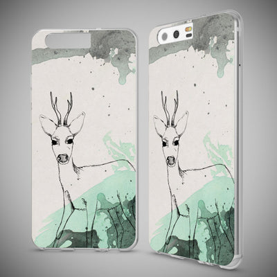 NALIA Handyhülle kompatibel mit Huawei P10, Motiv Design Slim Silikon Case Cover, Crystal Schutzhülle Handy-Tasche Dünn, Muster Etui Backcover Hülle Smart-Phone Bumper Deer NALIA SlimFit Hülle