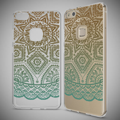 NALIA Handyhülle kompatibel mit Huawei P10 Lite, Motiv Design Slim Silikon Case Cover, Crystal Schutzhülle Handy-Tasche Dünn, Muster Backcover Skin Smart-Phone Hülle Mandala Türkis Grün NALIA SlimFit Hülle