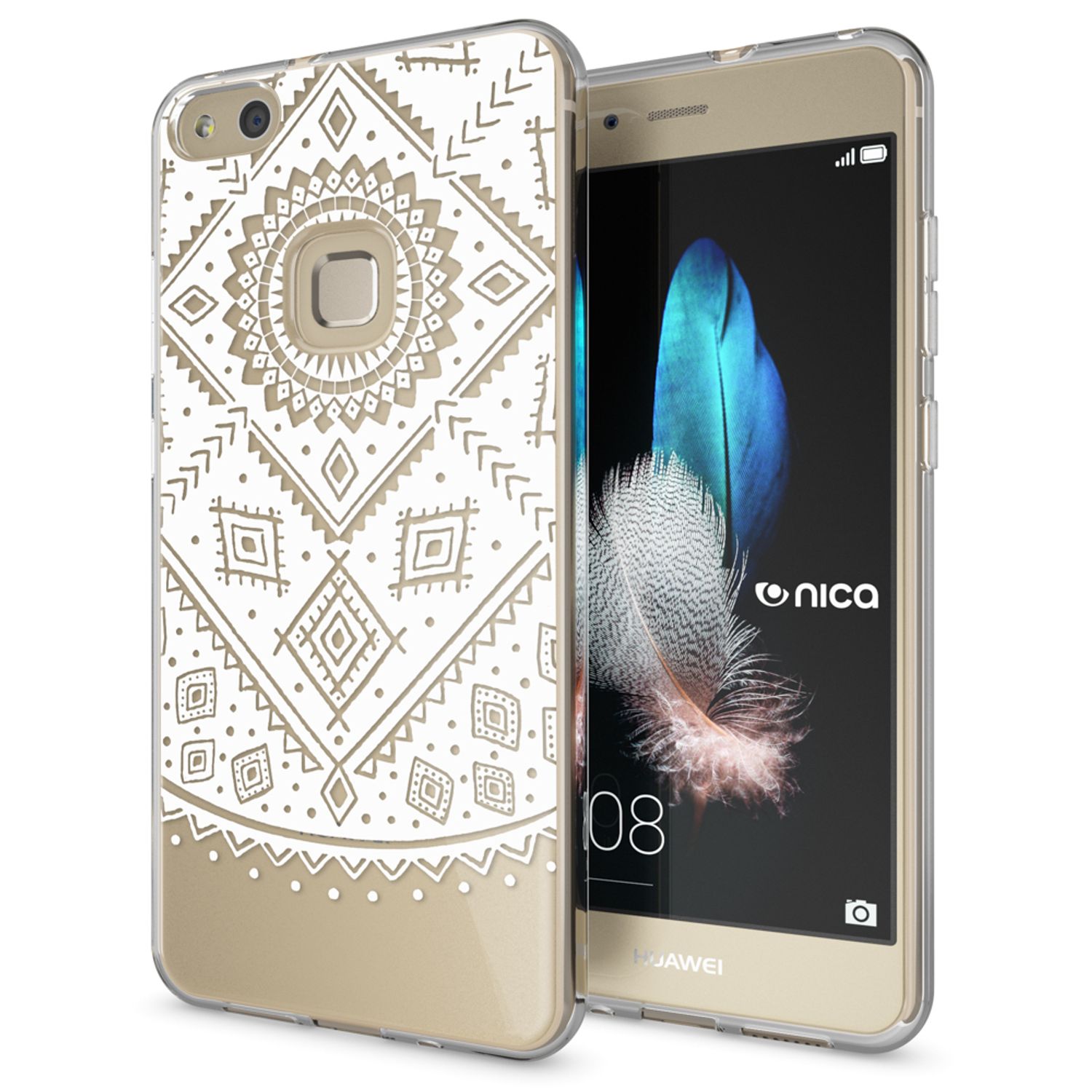 Huawei P10 Lite Hülle Handyhülle von NALIA, Slim Silikon Motiv Cover Schutzhülle Indian Pattern NALIA