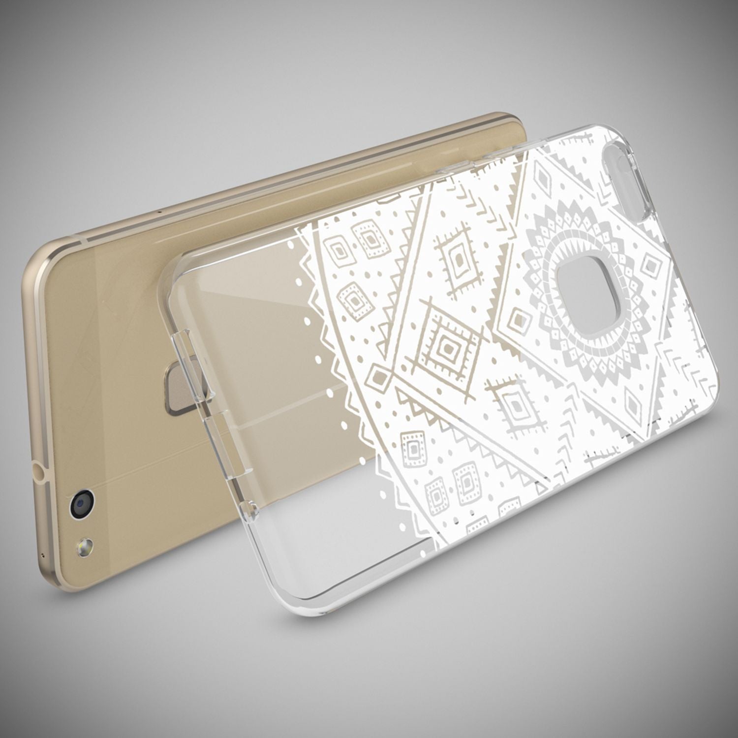 Huawei P10 Lite Hülle Handyhülle von NALIA, Slim Silikon Motiv Cover Schutzhülle Indian Pattern NALIA