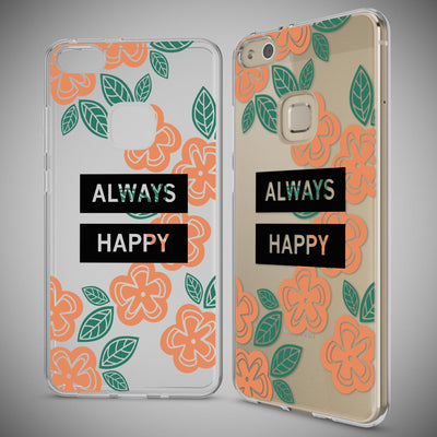 NALIA Handyhülle kompatibel mit Huawei P10 Lite, Motiv Design Slim Silikon Case Cover, Crystal Schutzhülle Handy-Tasche Dünn, Muster Backcover Skin Smart-Phone Hülle Always Happy NALIA SlimFit Hülle