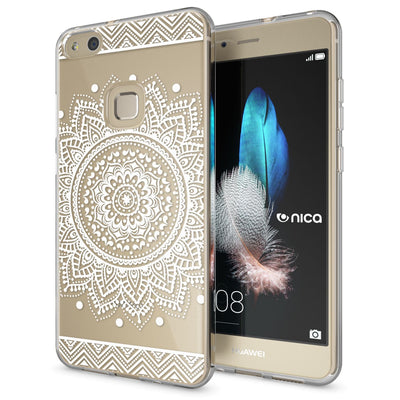 NALIA Handyhülle kompatibel mit Huawei P10 Lite, Motiv Design Slim Silikon Case Cover, Crystal Schutzhülle Handy-Tasche Dünn, Muster Backcover Skin Smart-Phone Hülle Circle Flowers NALIA SlimFit Hülle