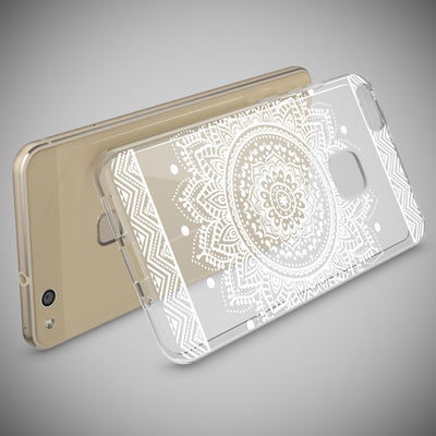 NALIA Handyhülle kompatibel mit Huawei P10 Lite, Motiv Design Slim Silikon Case Cover, Crystal Schutzhülle Handy-Tasche Dünn, Muster Backcover Skin Smart-Phone Hülle Circle Flowers NALIA SlimFit Hülle