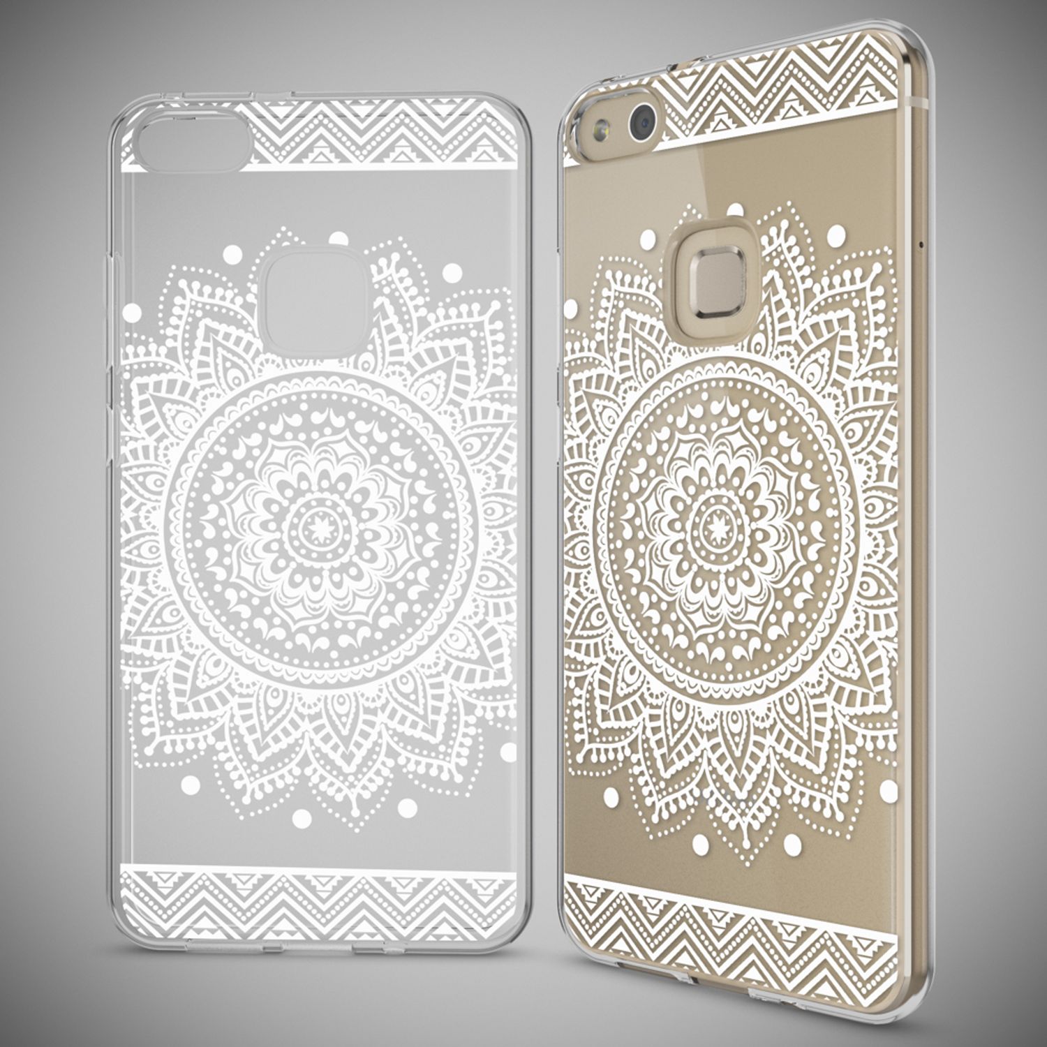 Huawei P10 Lite Hülle Handyhülle von NALIA, Slim Silikon Motiv Cover Schutzhülle Circle Flowers NALIA