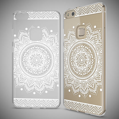 Huawei P10 Lite Hülle Handyhülle von NALIA, Slim Silikon Motiv Cover Schutzhülle Circle Flowers NALIA