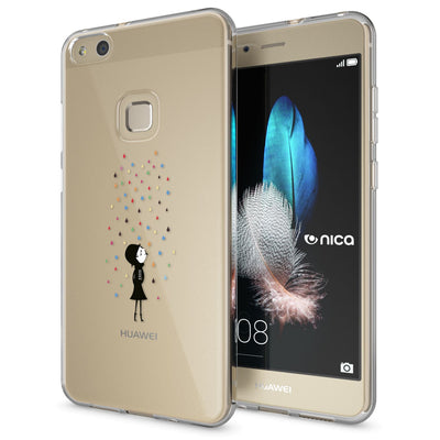 NALIA Handyhülle kompatibel mit Huawei P10 Lite, Motiv Design Slim Silikon Case Cover, Crystal Schutzhülle Handy-Tasche Dünn, Muster Backcover Skin Smart-Phone Hülle Circle Flowers NALIA SlimFit Hülle