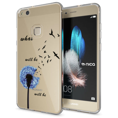 NALIA Handyhülle kompatibel mit Huawei P10 Lite, Motiv Design Slim Silikon Case Cover, Crystal Schutzhülle Handy-Tasche Dünn, Muster Backcover Skin Smart-Phone Hülle Circle Flowers NALIA SlimFit Hülle