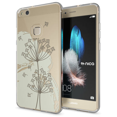 NALIA Handyhülle kompatibel mit Huawei P10 Lite, Motiv Design Slim Silikon Case Cover, Crystal Schutzhülle Handy-Tasche Dünn, Muster Backcover Skin Smart-Phone Hülle Circle Flowers NALIA SlimFit Hülle