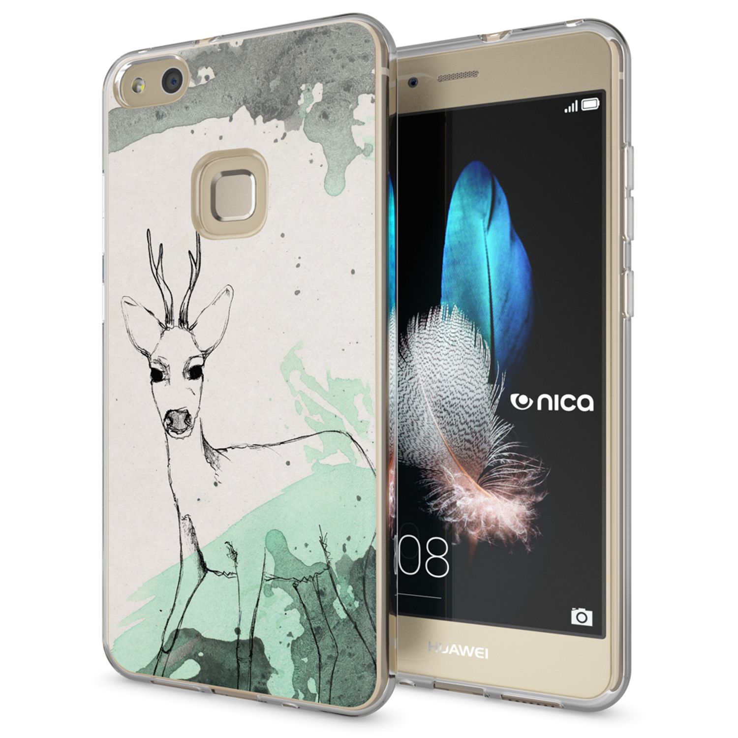 Huawei P10 Lite Hülle Handyhülle von NALIA, Slim Silikon Motiv Cover Schutzhülle Deer NALIA