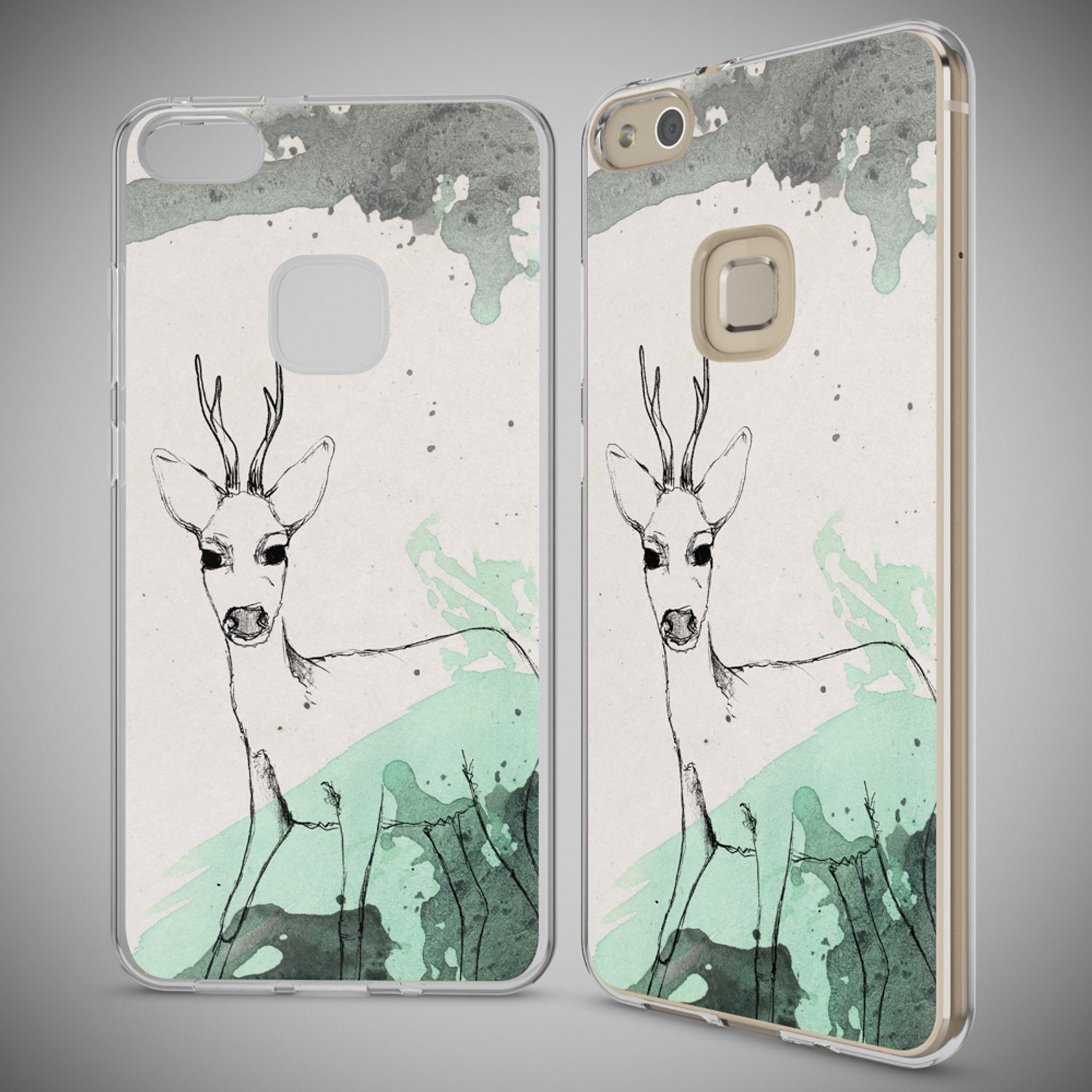 Huawei P10 Lite Hülle Handyhülle von NALIA, Slim Silikon Motiv Cover Schutzhülle Deer NALIA