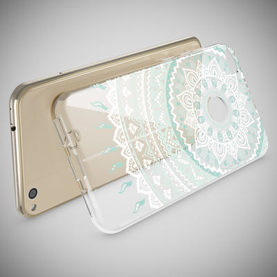 NALIA Handyhülle kompatibel mit Huawei P8 Lite 2017, Motiv Design Slim Silikon Case Cover, Crystal Schutzhülle Handy-Tasche Dünn, Muster Etui Backcover Smart-Phone Hülle Mandala Blau Türkis NALIA SlimFit Hülle