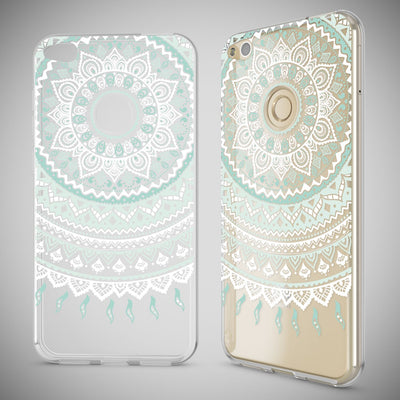 NALIA Handyhülle kompatibel mit Huawei P8 Lite 2017, Motiv Design Slim Silikon Case Cover, Crystal Schutzhülle Handy-Tasche Dünn, Muster Etui Backcover Smart-Phone Hülle Mandala Blau Türkis NALIA SlimFit Hülle