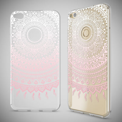 NALIA Handyhülle kompatibel mit Huawei P8 Lite 2017, Motiv Design Slim Silikon Case Cover, Crystal Schutzhülle Handy-Tasche Dünn, Muster Etui Backcover Smart-Phone Hülle Mandala Pink NALIA SlimFit Hülle