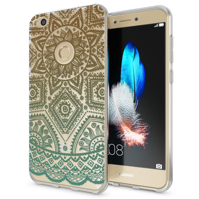 NALIA Handyhülle kompatibel mit Huawei P8 Lite 2017, Motiv Design Slim Silikon Case Cover, Crystal Schutzhülle Handy-Tasche Dünn, Muster Etui Backcover Smart-Phone Hülle Mandala Türkis Grün NALIA SlimFit Hülle
