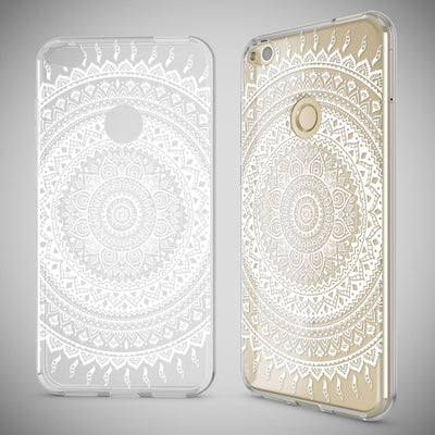 NALIA Handyhülle kompatibel mit Huawei P8 Lite 2017, Motiv Design Slim Silikon Case Cover, Crystal Schutzhülle Handy-Tasche Dünn, Muster Etui Backcover Smart-Phone Hülle Mandala Weiß NALIA SlimFit Hülle