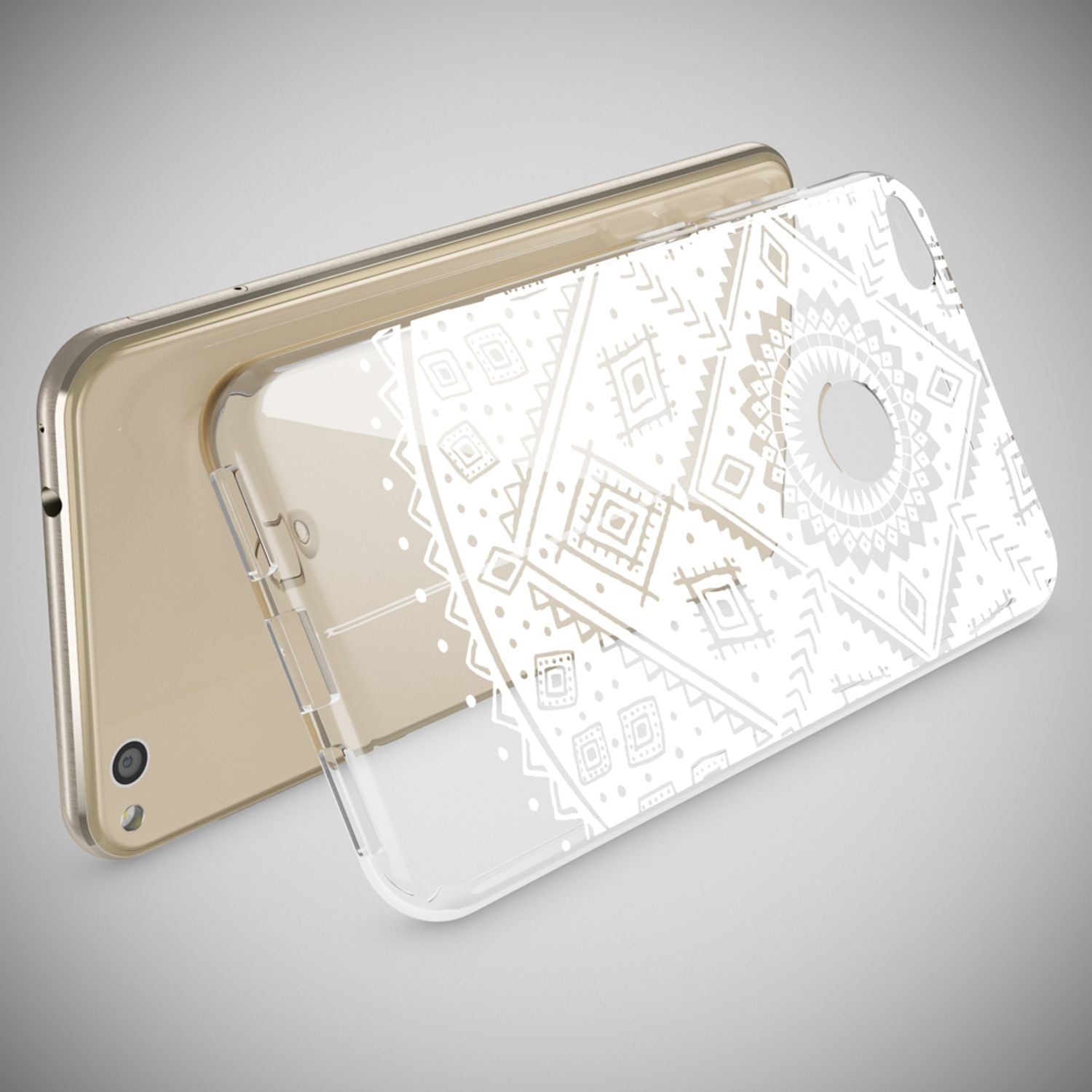 Huawei P8 Lite 2017 Hülle Handyhülle von NALIA, Slim Silikon Motiv Schutz Case Mandala Weiß NALIA