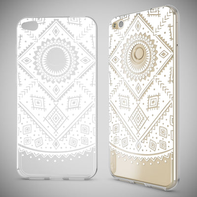 NALIA Handyhülle kompatibel mit Huawei P8 Lite 2017, Motiv Design Slim Silikon Case Cover, Crystal Schutzhülle Handy-Tasche Dünn, Muster Etui Backcover Smart-Phone Hülle Mandala Weiß NALIA SlimFit Hülle