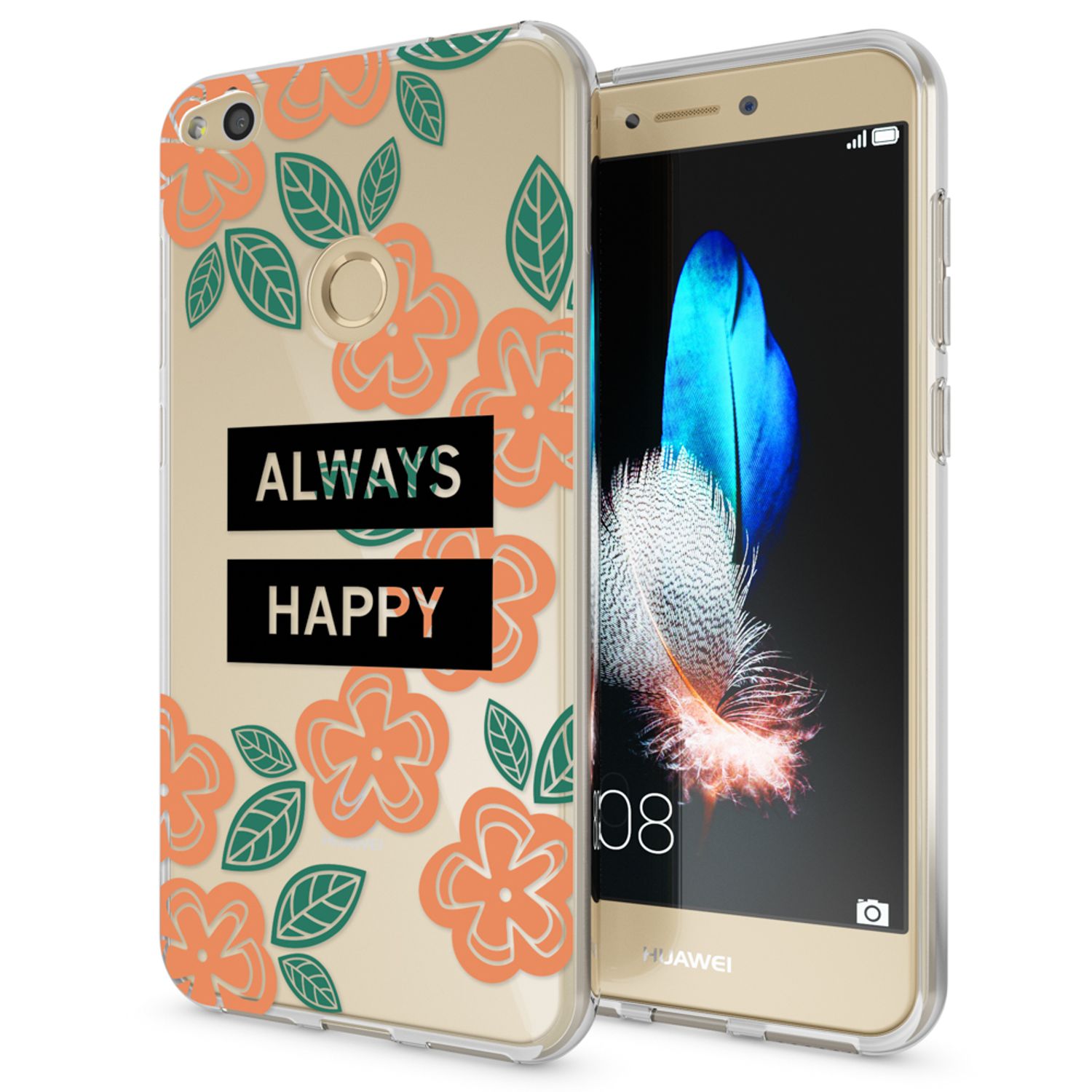 Huawei P8 Lite 2017 Hülle Handyhülle von NALIA, Slim Silikon Motiv Schutz Case Always Happy NALIA