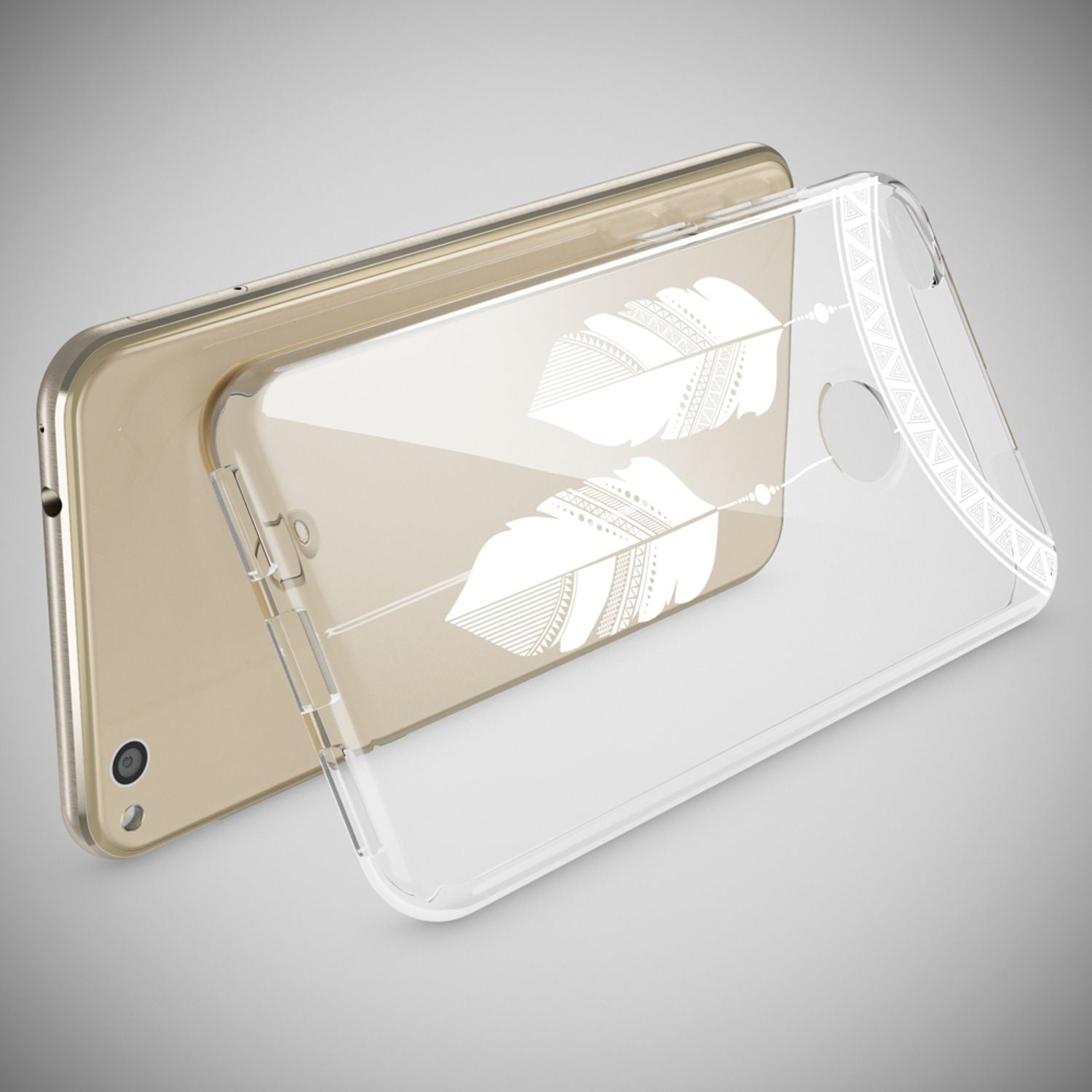 Huawei P8 Lite 2017 Hülle Handyhülle von NALIA, Slim Silikon Motiv Schutz Case Chain Feathers NALIA
