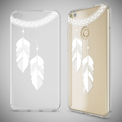 NALIA Handyhülle kompatibel mit Huawei P8 Lite 2017, Motiv Design Slim Silikon Case Cover, Crystal Schutzhülle Handy-Tasche Dünn, Muster Etui Backcover Smart-Phone Hülle Chain Feathers NALIA SlimFit Hülle