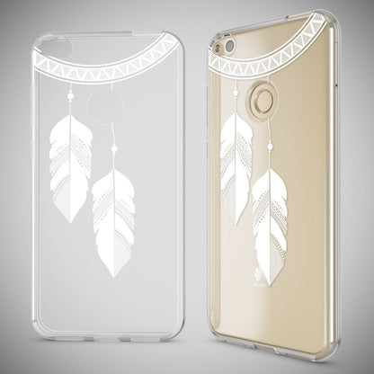 Huawei P8 Lite 2017 Hülle Handyhülle von NALIA, Slim Silikon Motiv Schutz Case Chain Feathers NALIA