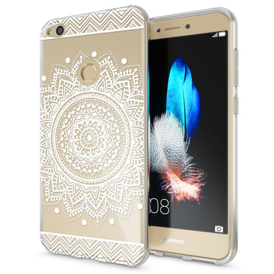 NALIA Handyhülle kompatibel mit Huawei P8 Lite 2017, Motiv Design Slim Silikon Case Cover, Crystal Schutzhülle Handy-Tasche Dünn, Muster Etui Backcover Smart-Phone Hülle Circle Flowers NALIA SlimFit Hülle