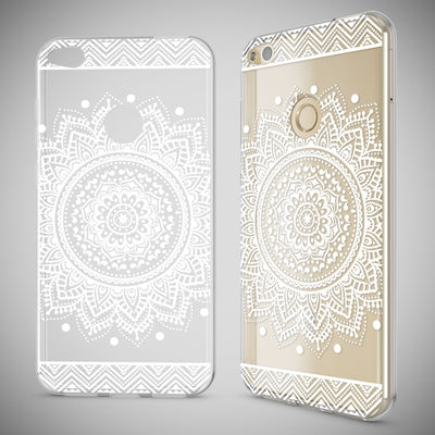 NALIA Handyhülle kompatibel mit Huawei P8 Lite 2017, Motiv Design Slim Silikon Case Cover, Crystal Schutzhülle Handy-Tasche Dünn, Muster Etui Backcover Smart-Phone Hülle Circle Flowers NALIA SlimFit Hülle