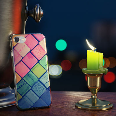NALIA Handyhülle kompatibel mit iPhone SE 2020 / 8 / 7 Hülle, Motiv Case Silikon Cover Glänzend Durchsichtig Dünn, Glitzer Schutzhülle Handy-Tasche Backcover Bumper TPU Etui Colored Tiles NALIA Protective Hülle